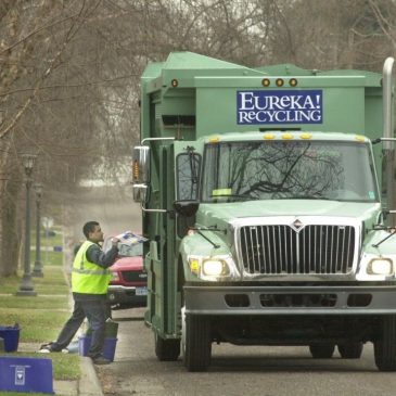 Recycling truck dumps smoldering load on Summit Avenue. A lithium battery was likely to blame.