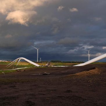 Wind towers crumpled after Iowa wind farm suffers rare direct hit from powerful twister