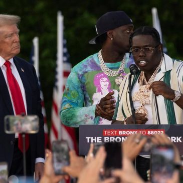 Trump appeared on stage at his Bronx rally with two rappers charged in a felony gang case