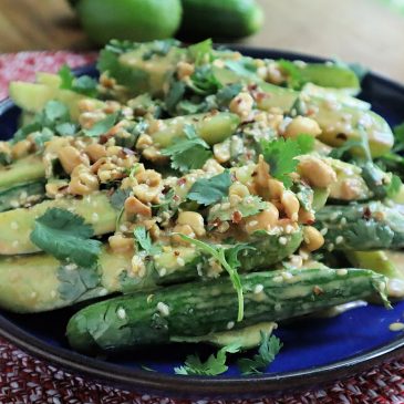 Peanut and chili crisp cucumber salad is a bright and crunchy summer dish