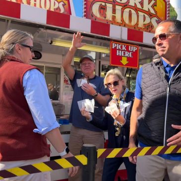 It’s a pork chop on a stick and a vanilla shake for Tim Walz at the Minnesota State Fair