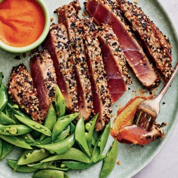 Easy weeknight meals: Everything-Crusted Tuna with Snap Peas and Tahini-jang Sauce