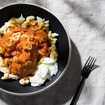 Use two types of paprika for the best Hungarian chicken paprikash