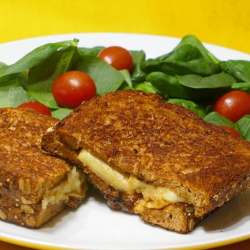 Quick Fix: Grilled Cheese Sandwich Supper with Spinach and Tomato Salad