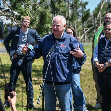 Walz visits Bemidji, surveys damage from hurricane-strength windstorm