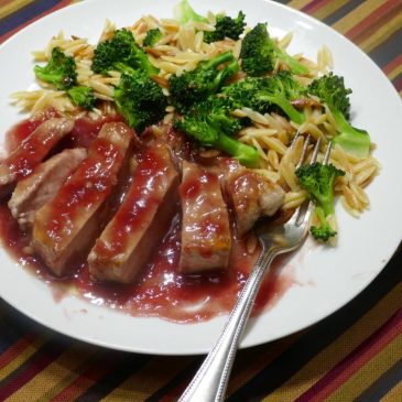 Quick Fix: Sangria Pork Chops with One-Pot Orzo and Broccoli
