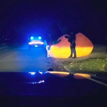 Runaway inflatable pumpkin spooks police as they attempt to catch it and return it home