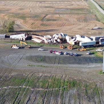 Train derails, driver killed after combine-train collision in rural North Dakota