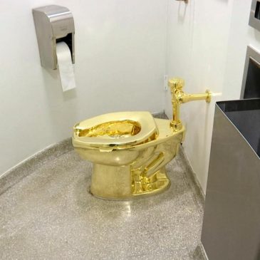 Flush with cash? A solid gold toilet is up for auction