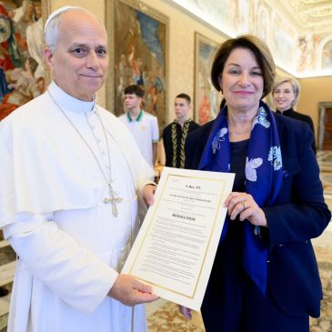 U.S. Sen. Amy Klobuchar meets with Pope Leo XIV during Vatican visit