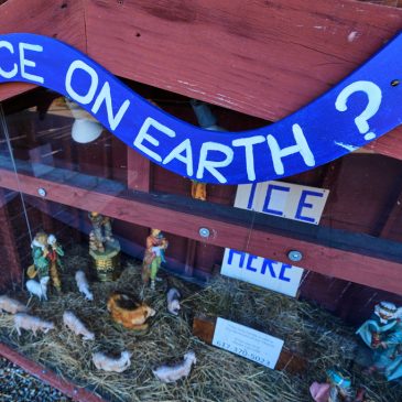 Church Nativity scenes add zip ties, gas masks and ICE to protest immigration raids