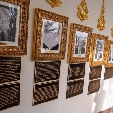 Trump writes partisan plaques for predecessors in his newly installed Presidential Walk of Fame