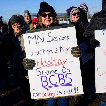 Blue Cross Blue Shield of Minnesota meets with Silver Sneakers protesters