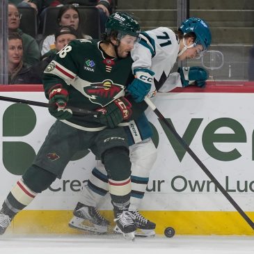 Ryan Hartman getting to the net to help Wild