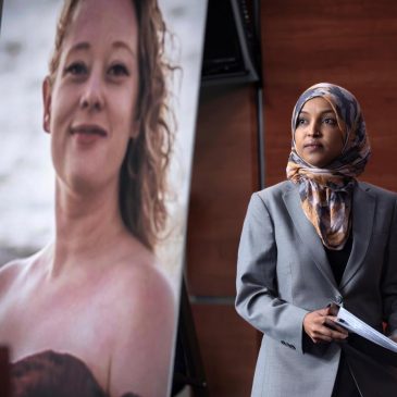 Man sprays unknown substance on Rep. Ilhan Omar and is tackled at Minneapolis town hall