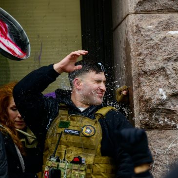 Counter-protesters outnumber supporters at Jake Lang’s rally at Minneapolis City Hall