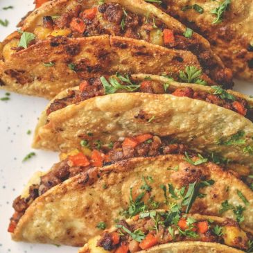This beef taco recipe from the cookbook ‘Plantas’ uses salsa for seasoning the meat