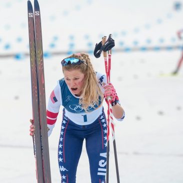 Jessie Diggins falls in first race of Olympics, finishes 8th