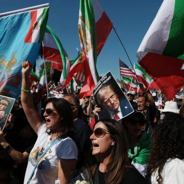 Thousands rally in Westwood as U.S.-Iran war escalates, calling for a ‘free Iran’