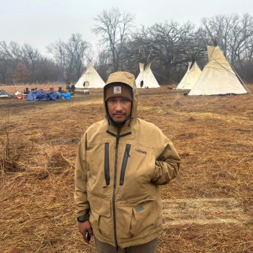 After notice to leave camp at Mni Owe Sni, tipis still stand